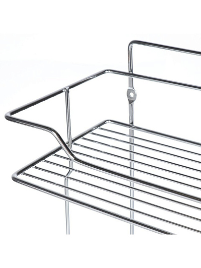 Полка для ванной металл, настенная, 2 яруса, прямая, 35х15х36 см, хром, белая, Y515