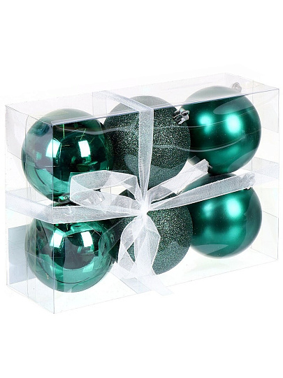 Елочный шар 6 шт, зеленый, 8 см, SYQA-0122345