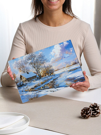 Доска разделочная стекло, 30х20 см, прямоугольная, Daniks, Русская Зима