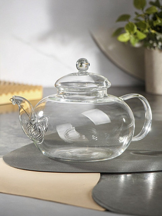 Чайник заварочный стекло, металл, 1 л, с ситечком, B050181