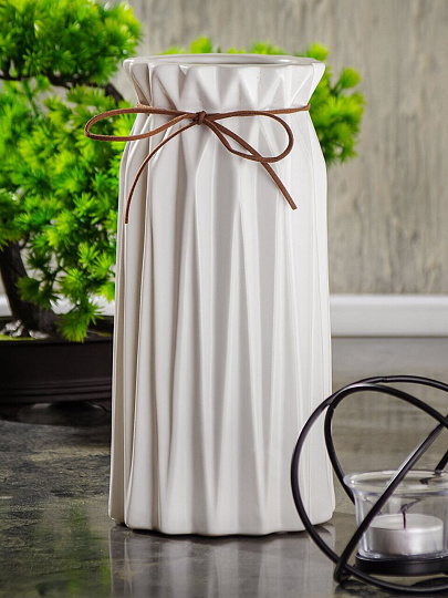 Ваза керамика, настольная, 25 см, Оригами, Y6-2009, белая