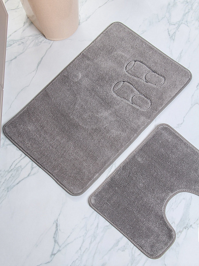 Набор ковриков для ванной и туалета, 2 шт, 0.5х0.8, 0.4х0.5 м, полиэстер, серый, Silvano, Ножки, Y4-11480