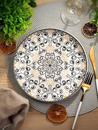 Тарелка обеденная, керамика, 23 см, круглая, Стамбул, Y6-6020, белая