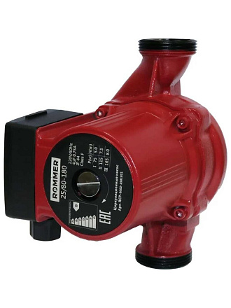 Насос циркуляционный, Rommer, 1 '', 143 Вт, 4 м³/ч, 25/80-180