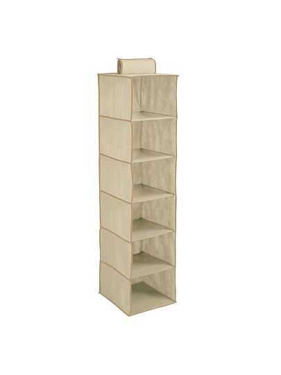 Кофр для хранения, 6 секций, складной, подвесной, 30х30х120 см, спанбонд, бежевый, Handy Home, Вельвет, AH-03