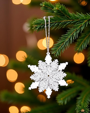 Елочное украшение Снежинка, прозрачное, 13 см, SYYKLB-1822304