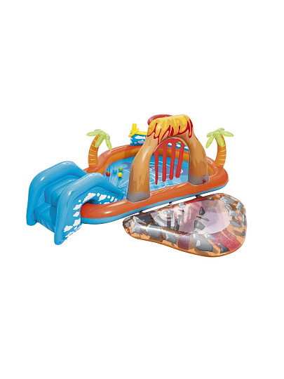 Игровой центр-бассейн Bestway, 265х265х104 см, Вулкан, 53069, 208 л, горка, принадлежности для игр, от 2 лет