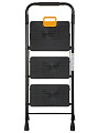 Стремянка 1 секция, 3 ступени, металл, 150 кг, широкая ступень, черный с желтым, WK2226-3 - фото 4