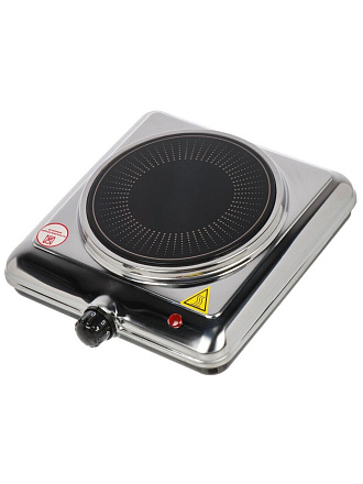 Плита электрическая Energy, EN-909, 1200 Вт, 1 конфорка, инфракрасная, стеклокерамика, механическая, переключатель поворотный, серебристая
