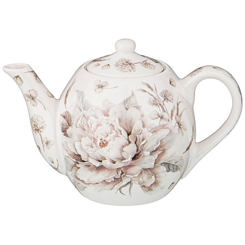 Чайник заварочный фарфор, 0.6 л, Lefard, Белый цветок, 86-2432