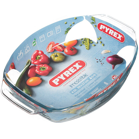 Форма для запекания стекло, 27х39х7 см, 4 л, овальная, Pyrex, Irresistible, 412B000/7044