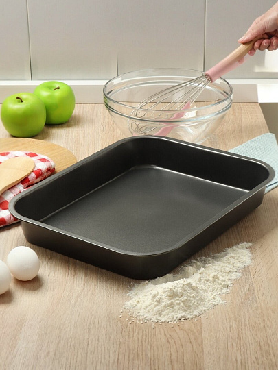 Форма для запекания сталь, 27х37.6х5 см, 5 л, антипригарное покрытие, прямоугольная, Daniks, K-432