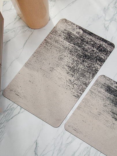 Набор ковриков для ванной, 3 шт, 0.5х0.8, 0.5х0.4, 0.45х0.39 м, диатомит, быстросохнущий, коричневый, Silvano, Вельвет