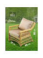 Мебель садовая соломенная, стол, 110х57х46 см, 2 кресла, 1 диван, подушка, 150 кг, 190х85х86 см, SYH1909W - фото 3