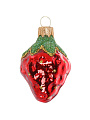 Елочное украшение Клубничка, 6 см, стекло, ФУ-71