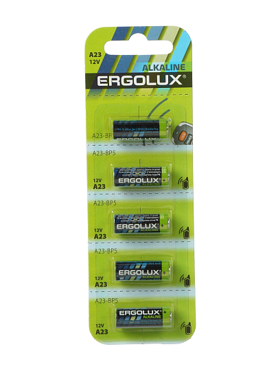 Батарейка Ergolux, А23 (MN21, 23A), Alkaline, щелочная, 12 В, блистер, 5 шт, 12296