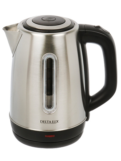Чайник электрический Delta Lux, DE-1015, черный, 1.8 л, 2200 Вт, скрытый нагревательный элемент, нержавеющая сталь