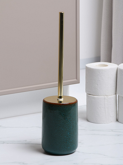 Ерш для туалета напольный, 10.8х10.8х15.5, керамика, малахит глянцевый, Y4-9877