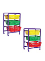 Полка для игрушек, пластик, 3 секции, 45х31.1х66.2 см, на колесах с выдвижными полками, в ассортименте, Полимербыт, С460