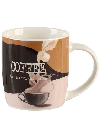 Кружка фарфор, 340 мл, Бочка Кофейные традиции, BR06/4134, в ассортименте