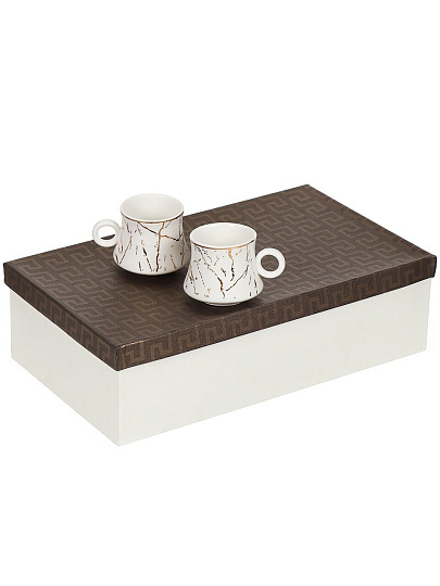 Набор чайный керамика, 7 предметов, на 6 персон, 180 мл, на подносе, Белый мрамор, Y4-3750, подарочная упаковка