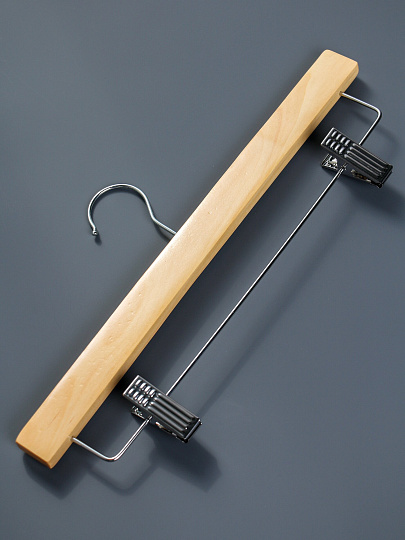 Вешалка для брюк, 34 см, натуральное дерево, с клипсами, Марья Искусница