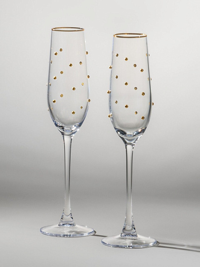 Бокал для шампанского, 180 мл, стекло, 2 шт, Lefard, Goldy, 685-110
