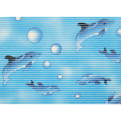 Коврик для ванной, антискользящий, 1.3х15 м, вспененный ПВХ, голубой, Вилина, Аква Стандарт, 7017C, дельфины