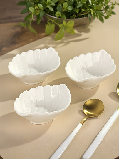 Салатник керамика, овальный, 3 шт, 9.5х7х3 см, подарочная упаковка, Листики, Y4-3223