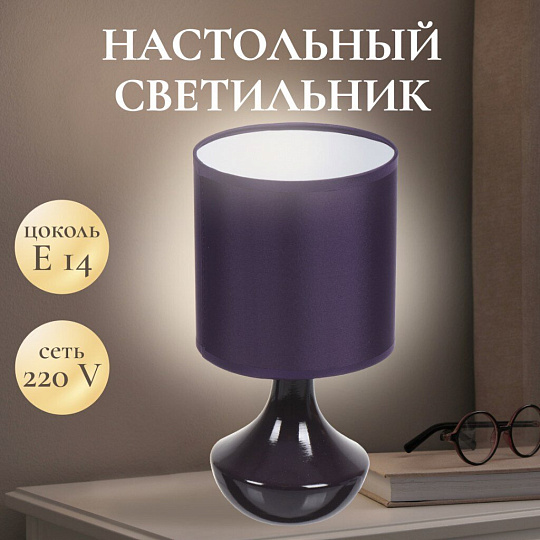 Светильник настольный E14, фиолетовый, абажур фиолетовый, RL-TL011