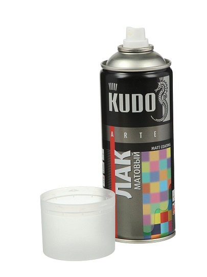 Лак аэрозольный, KUDO, KU-9004, универсальный, матовый, акриловый, для внутренних и наружных работ, 0.52 л