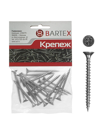 Саморез универсальный, диаметр 4х40 мм, 40 шт, оцинкованный, пакет, Bartex