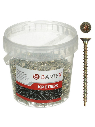 Саморез универсальный, диаметр 4х50 мм, 250 шт, оцинкованный, в ассортименте, банка, Bartex