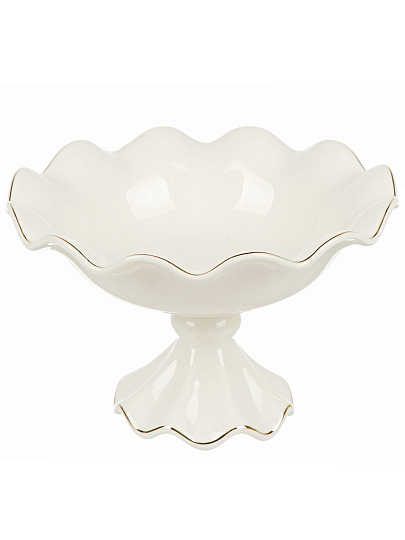 Ваза для фруктов, фарфор, на ножке, 20 см, Bonjart, Золотая линия, ТМ Глория, 202405