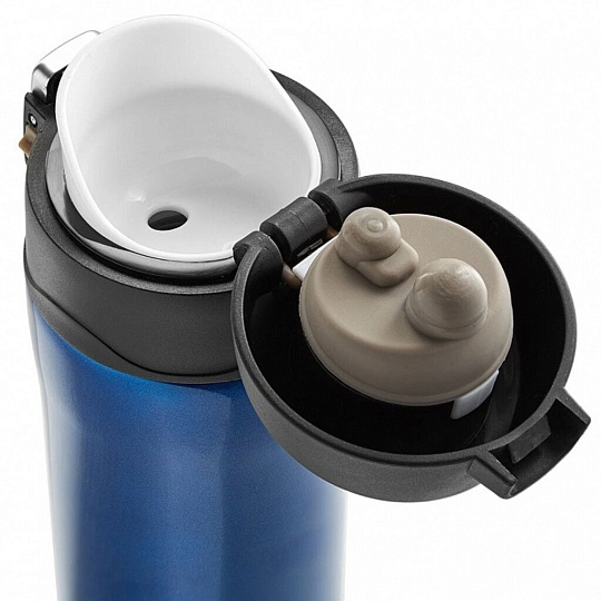 Термокружка нержавеющая сталь, 0.38 л, Alpenkok, колба нержавеющая сталь, вакуумная, синяя, AK-04040A