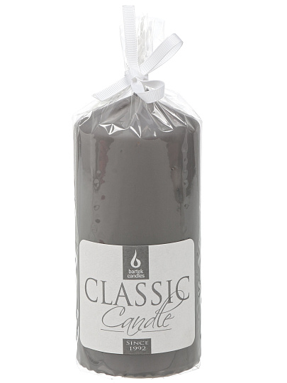Свеча ароматизированная, 15х7 см, колонна, серая, Bartek Candles, Вельвет, классическая