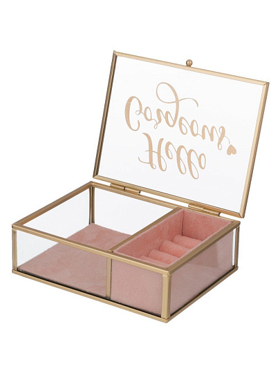 Шкатулка декоративная для украшений, стекло, металл, 15.2х11.5х5.1 см, 06-399