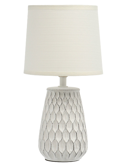 Светильник настольный E14, 40 Вт, белый с узором, абажур белый, Rivoli, Bertha, 7071-502, керамика