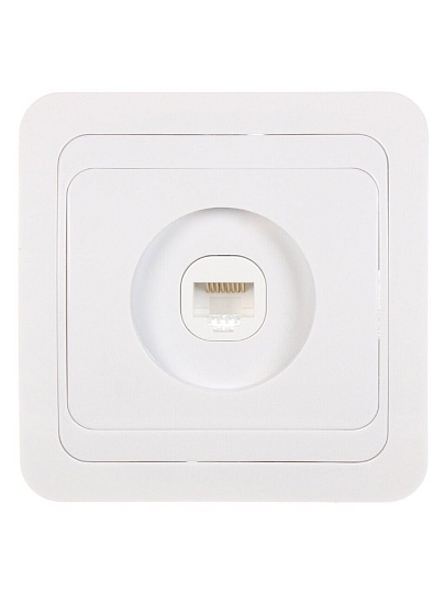 Розетка компьютерная скрытой установки, 1 гнездо, без заземления, 1 А, пластик, IP20, белая, RJ45, UNIVersal, Валери, В0035