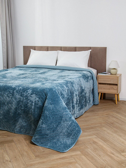 Покрывало евро, 240х260 см, 100% полиэстер, стеганое, Silvano, Runa, серо-голубое