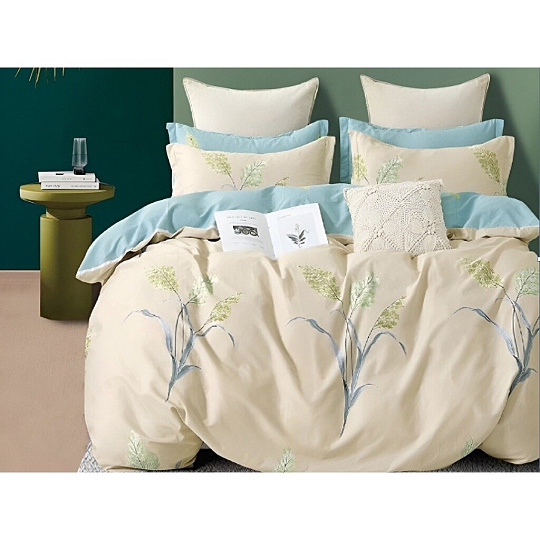 Постельное белье евро, простыня 200х220 см, 2 наволочки 70х70 см, пододеяльник 200х220 см, Адель, поплин, Ячмень