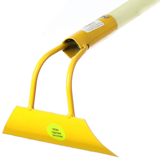 Тяпка 170х50 мм, с черенком, желтая, самозаточная, d30 мм, пленка СП