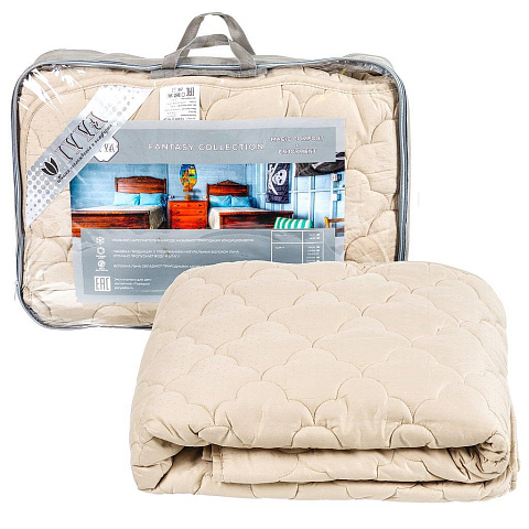 Одеяло 2-спальное, 172х205 см, льняное волокно, 250 г/м2, демисезонное, чехол 100% хлопок, кант, IVVA