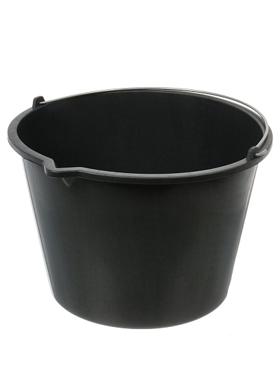 Ведро пластик, 16 л, черное, строительное, со сливом, антиударное, вс16а