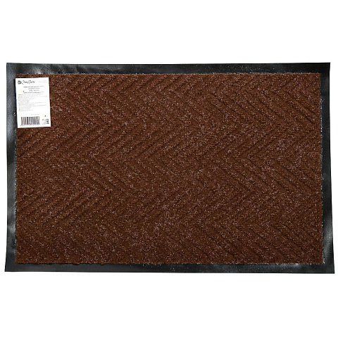Коврик грязезащитный, 60х40 см, прямоугольный, резина с ковролином, коричневый, Floor mat Ёлочка, ComeForte, XTH-1014
