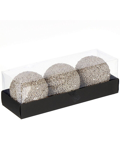 Елочный шар 3 шт, шампань жемчужный, 8 см, SYQB-0122016