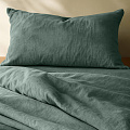 Постельное белье евро, простыня 240х260 см, 2 наволочки 70х70 см, 2 наволочки 50х70 см, пододеяльник 200х220 см, Silvano, вареный хлопок, Зеленый