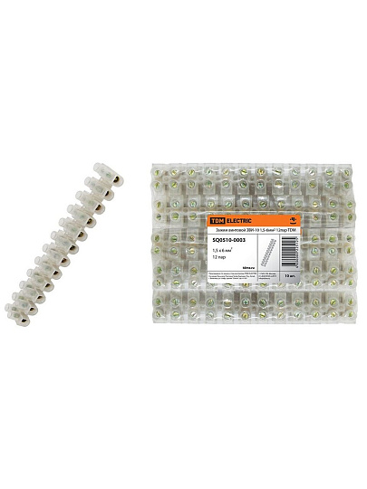 Зажим ЗВИ-10, винтовой, 12 пар, 1.5-6 мм², TDM Electric, SQ0510-0003
