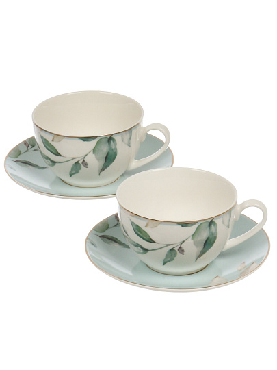 Набор чайный фарфор, 4 предмета, на 2 персоны, 270 мл, Jewel, Оливи, ПС0055-03