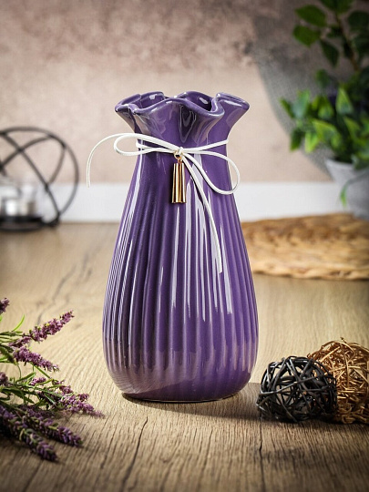 Ваза керамика, настольная, 24 см, Гифт, Y4-4661, фиолетовая